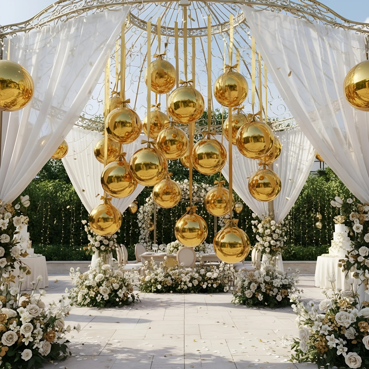 Large Golden 4D Mirror Balloons Suitable for Birthdays Parties, Carnivals - Elegant Glossy Mirror for Ceiling Decorations - view 2