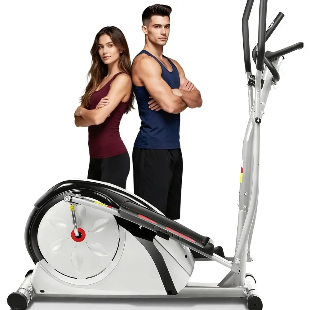 

Max 500LBS Elliptical Trainer with 8-Level Magnetic Drive, Pulse Grips, LCD Monitor, and 15.5 Stride