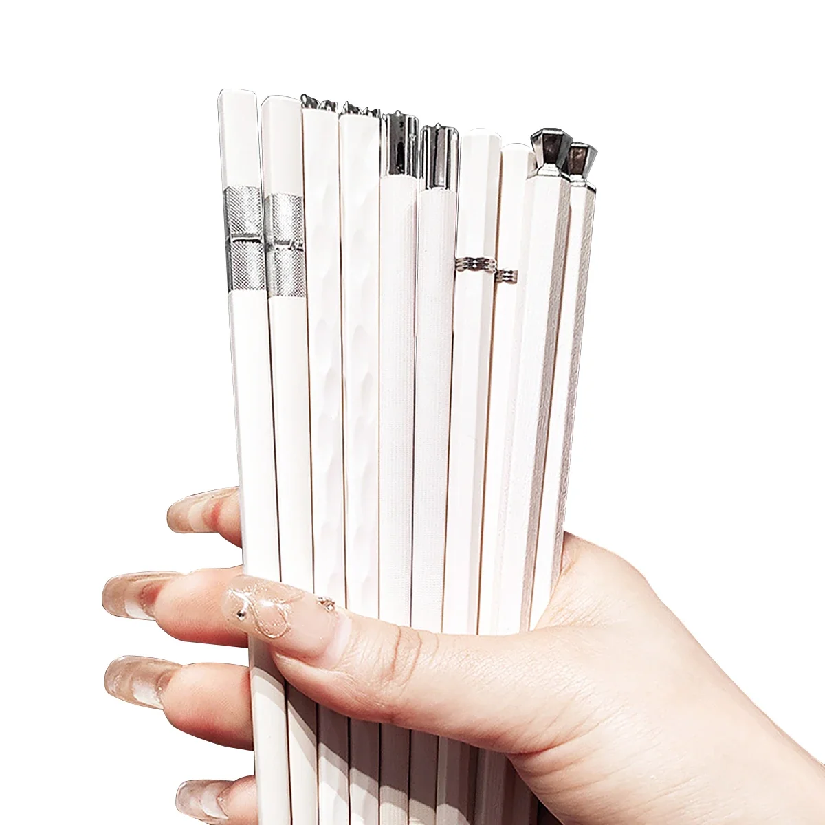 5Pairs White Simple Chopsticks Set Durable Chinese Style All