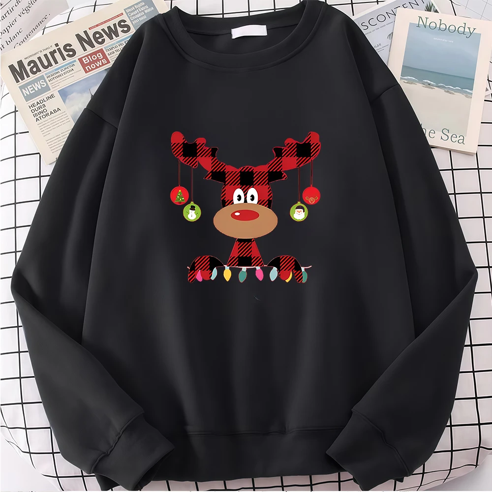 Kerst Elanden Print Dames Hoodies Herfst Winter Vrolijk Kerstfeest Lange Mouw Pullover Casual Sweatshirt Ronde Hals Unisex Tops