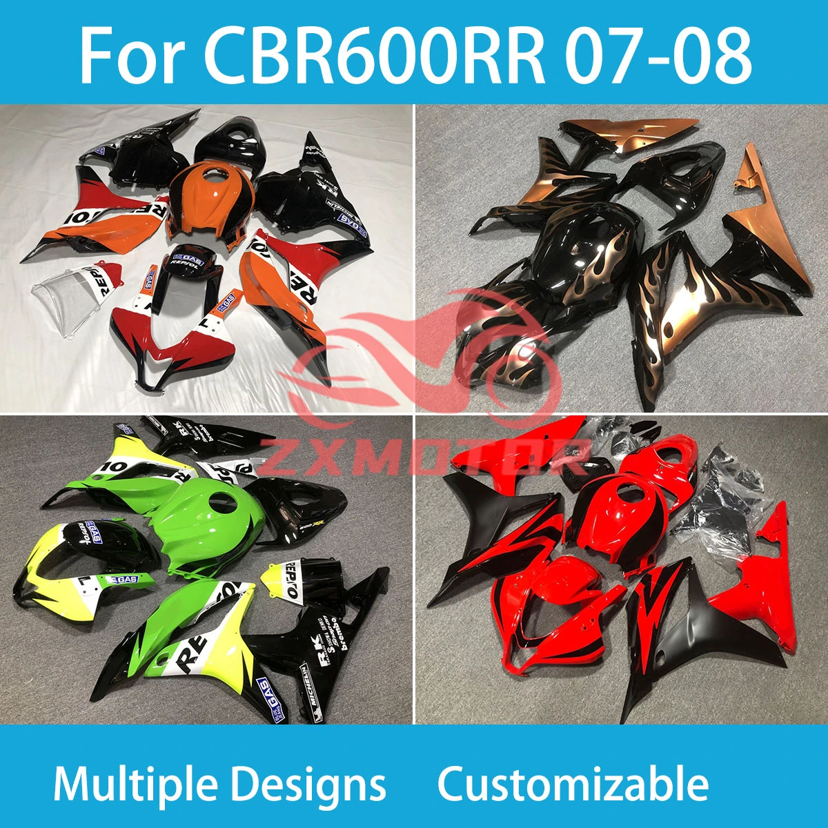 

Для Honda CBR 600RR 2007 2008 ABS Fairng Set CBR 600 RR 07 08 фотопластиковые обтекатели, комплект деталей корпуса