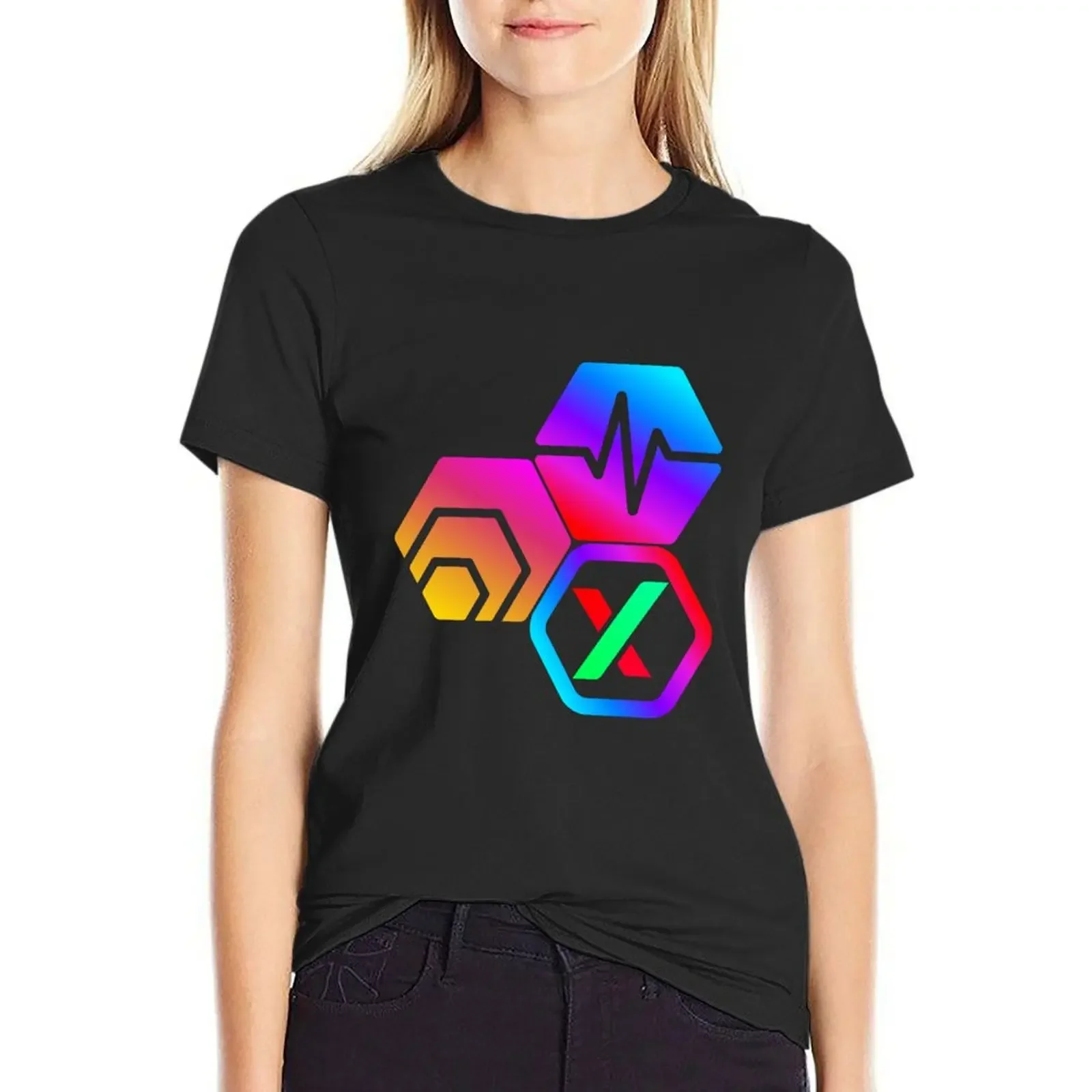 

PulseX PLSX Crypto Logo Hex Pulse T-Shirt tops Female clothing sports fans plus sizes t shirts for Women loose fit