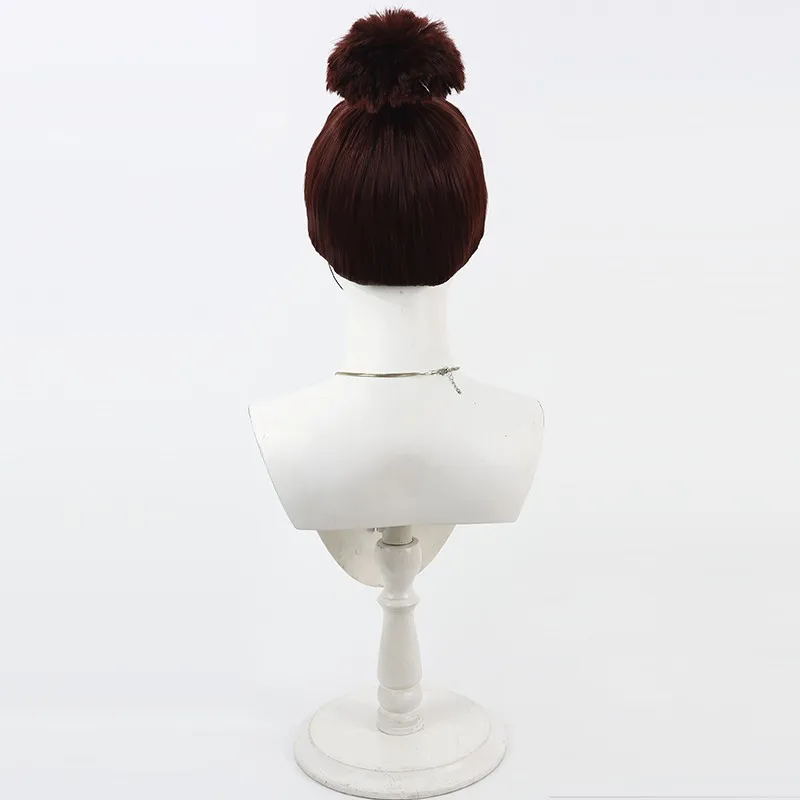 Peluca cosplay Mignon Nintama Rantaro Minamoto Kongo de una sola pieza estilo trenzado marrón rojo