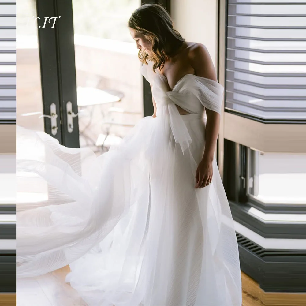 TLIT Vintage Tulle A-Line Wedding Dresses Sweetheart Wedding Gowns Off The Shoulder Bridal Dresses 2026 For US Woman Wedding