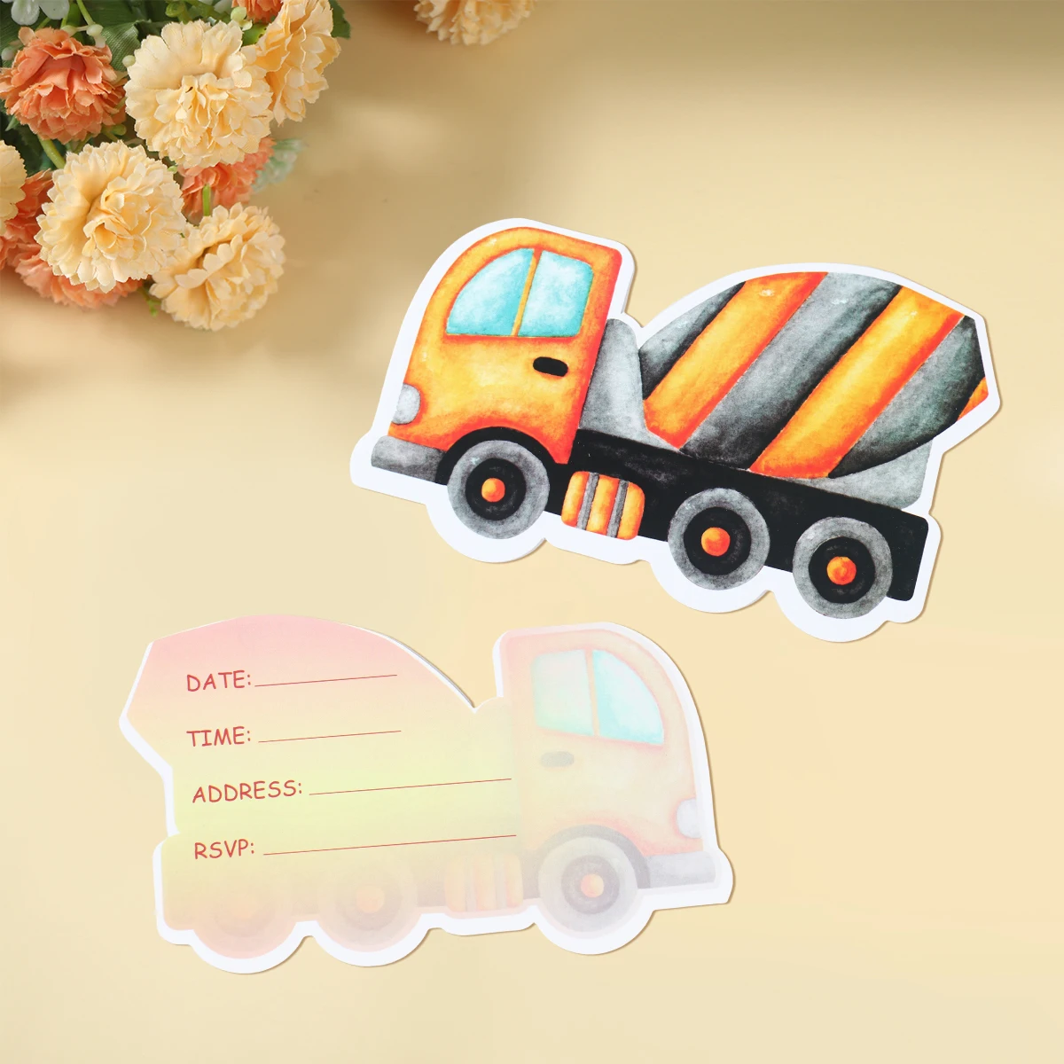 Construction Theme Invitation Cards Boys Birthday Party Decoration Excavator Vehicle Birthday Party Supplies Baby Shower Decor