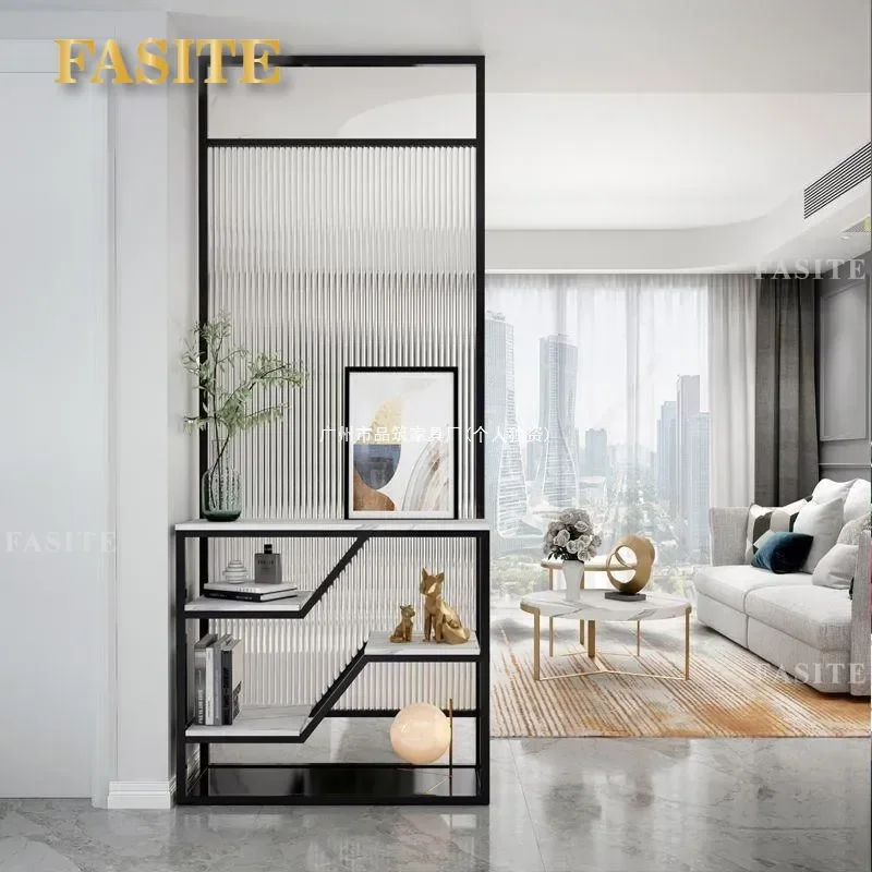 For Nordic Changhong Glass Partition Cabinet Light Luxury Simple Modern Living Room Storage Entrance Decorative Metal Screen