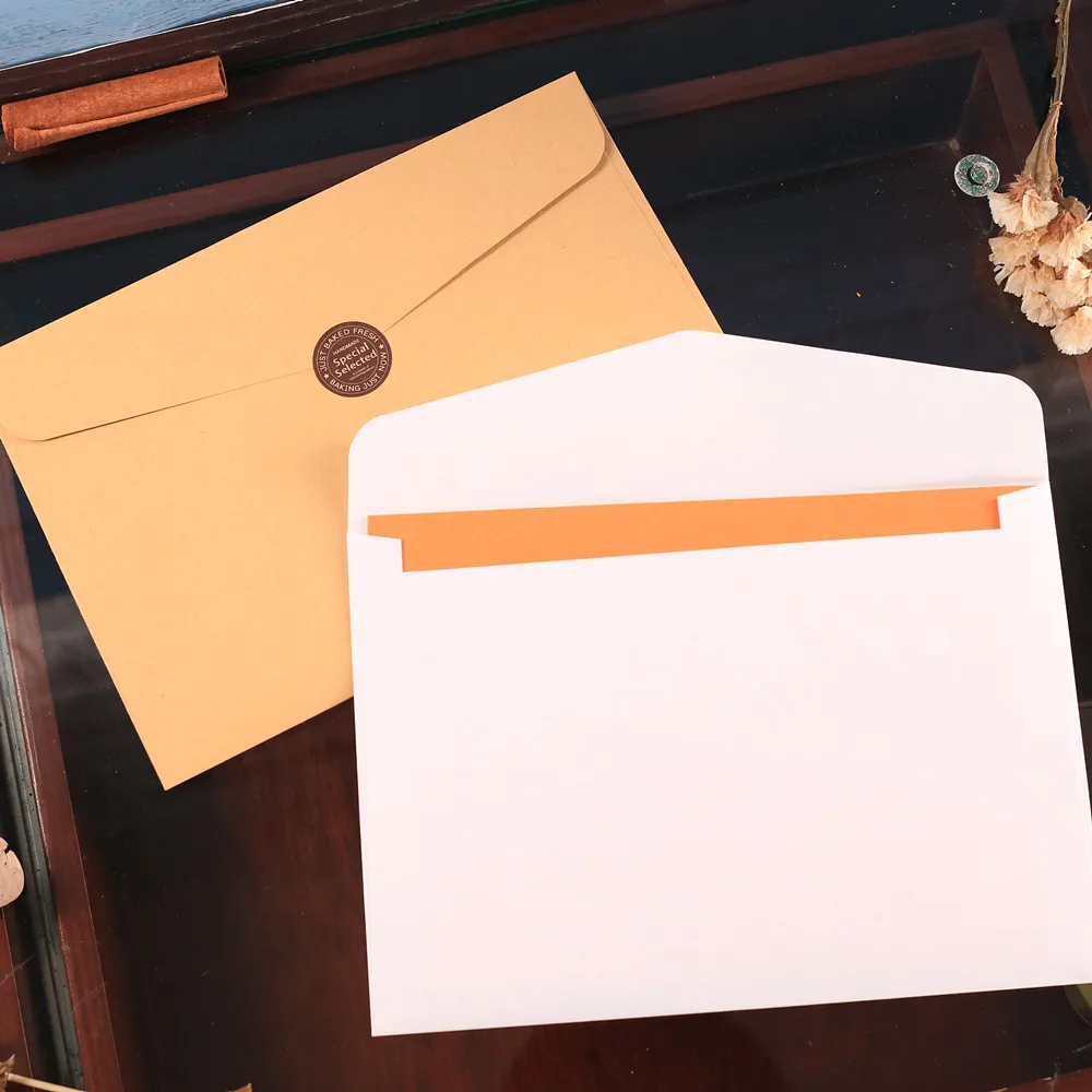 Big Size A5 22x15.5cm Paper Envelopes for Gift Business Kraft White Color Vintage Wedding Invitation Scrapbooking Card Storage