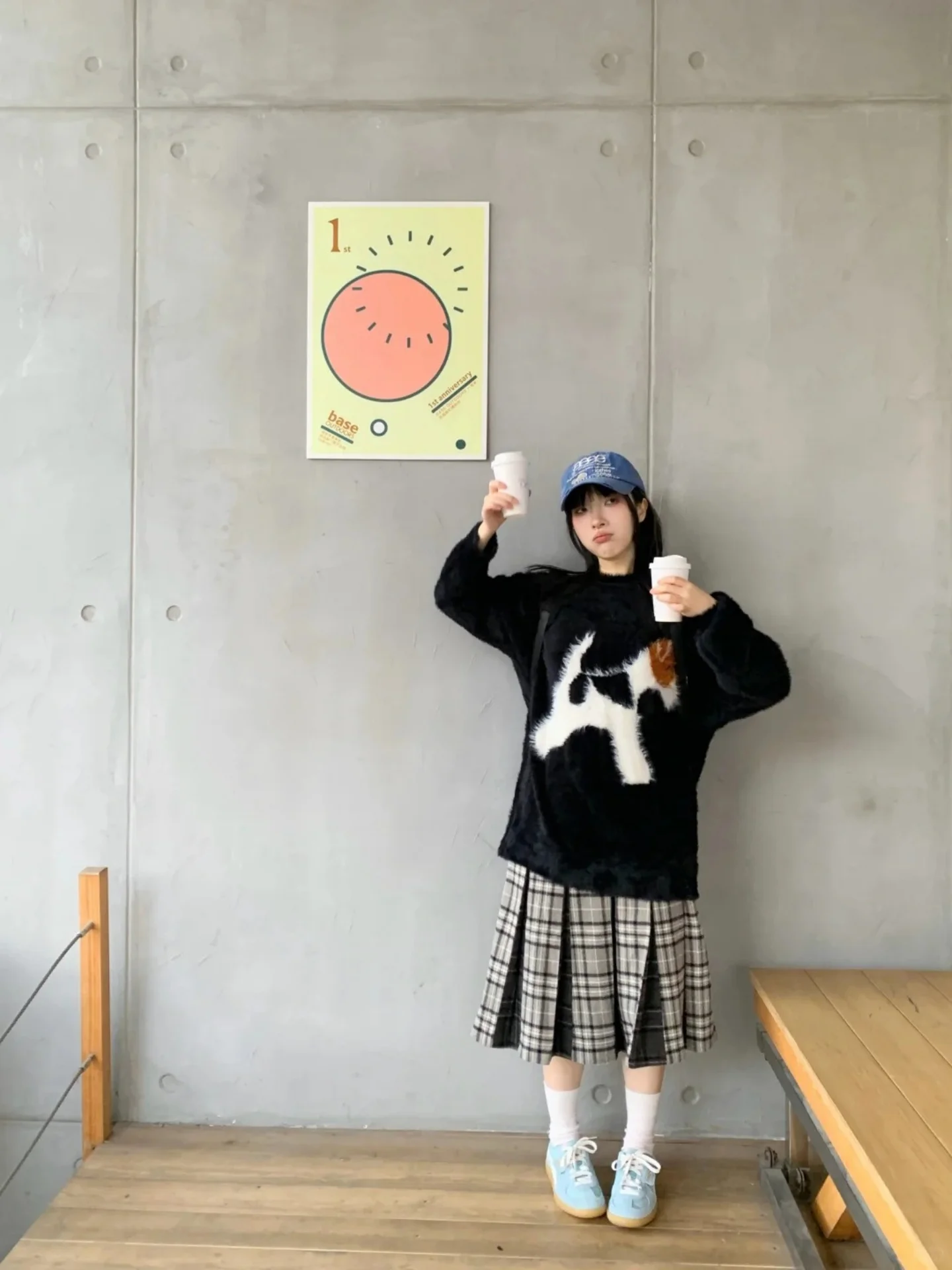 

Trendy round Ne Knitted Sweater Fake Mink Velvet Embroidery ex Autumn Winter Warm Lazy American Sle Couple Coat