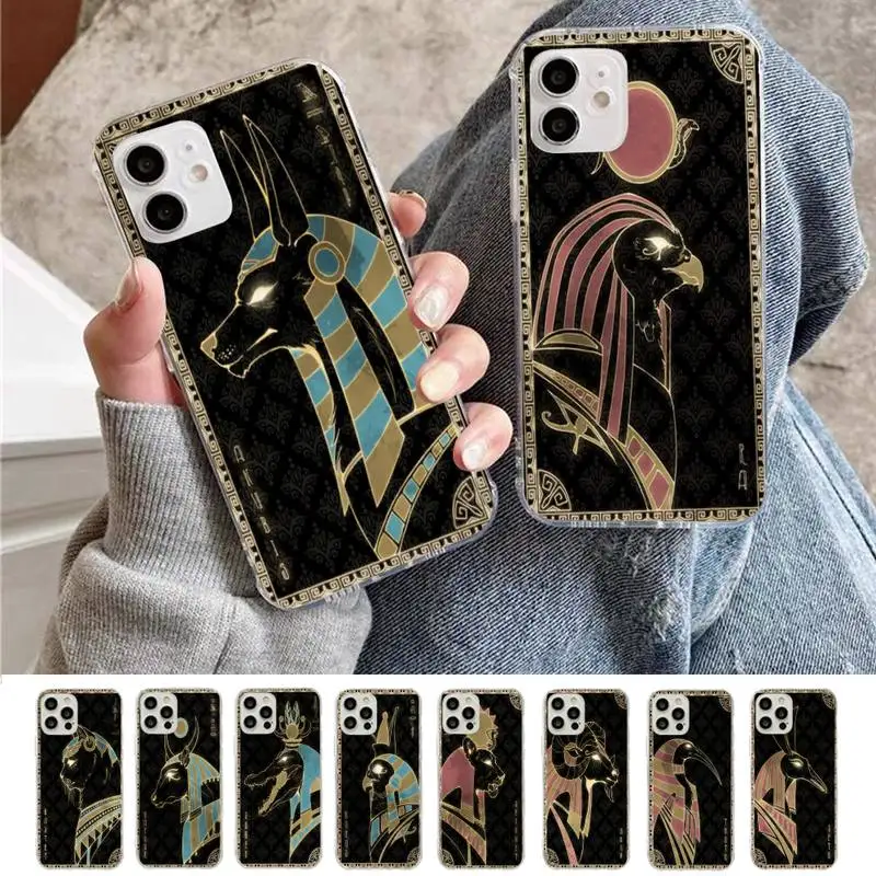 FHNBLJ Egypt Nefertiti Anubis Ankh Phone Case for iPhone 11 12 13 Mini Pro Max 8 7 6 6S Plus X 5 S SE 2020 XR XS 10 case