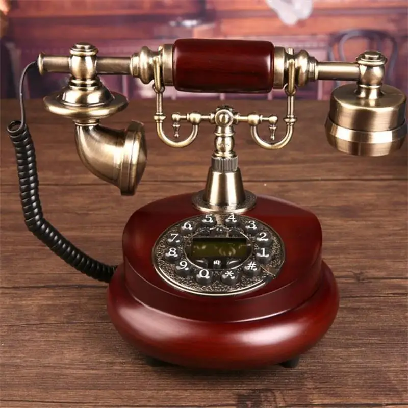 Top Antique Corded Telephone Resin Fixed Digital Retro Phone Button Dial Vintage Decorative Rotary Dial Telephones Landline for