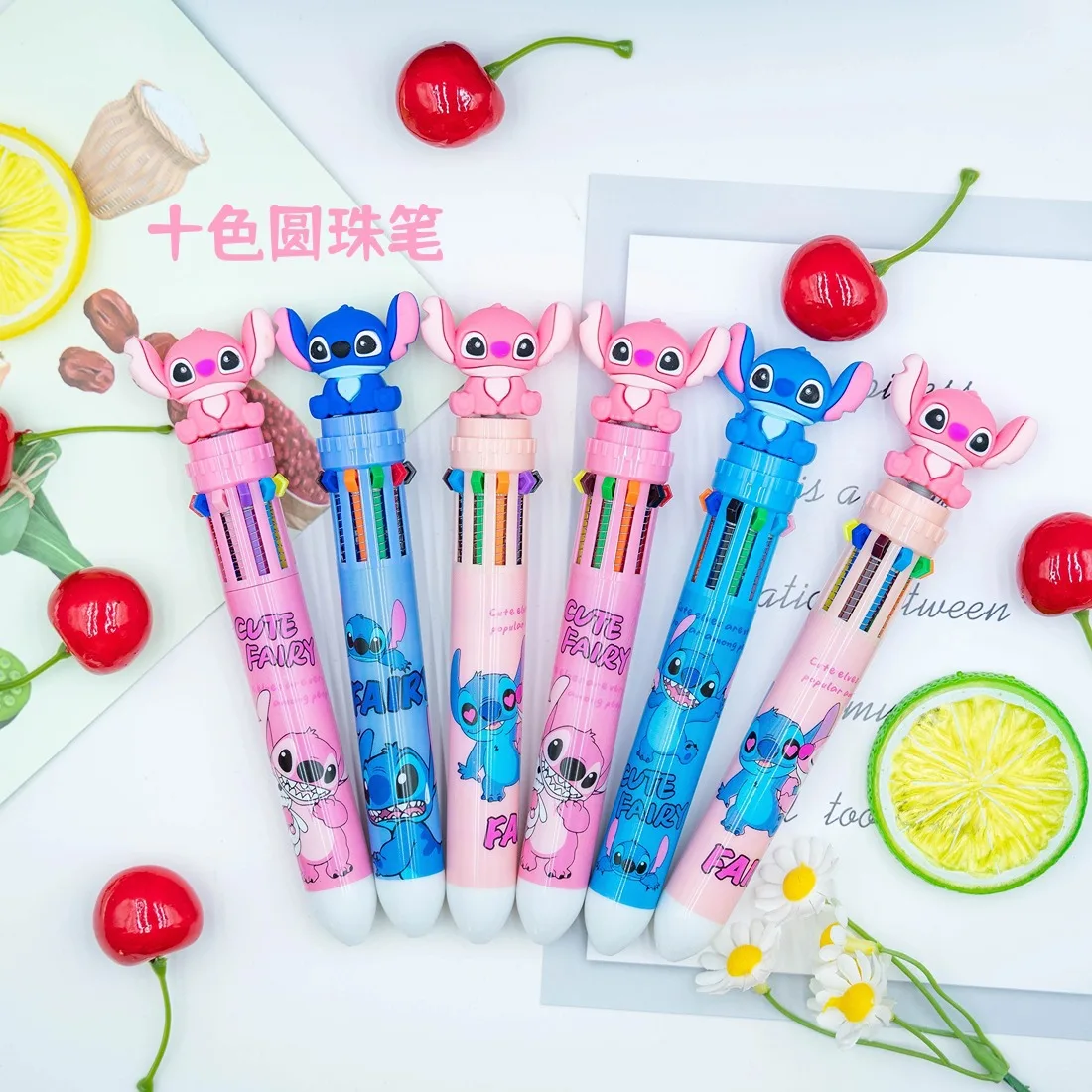 6/12/36 Pcs Cartoon Stitch Doll 10 Colors Ballpoint Pen Student Supplies Stationery Wholesale