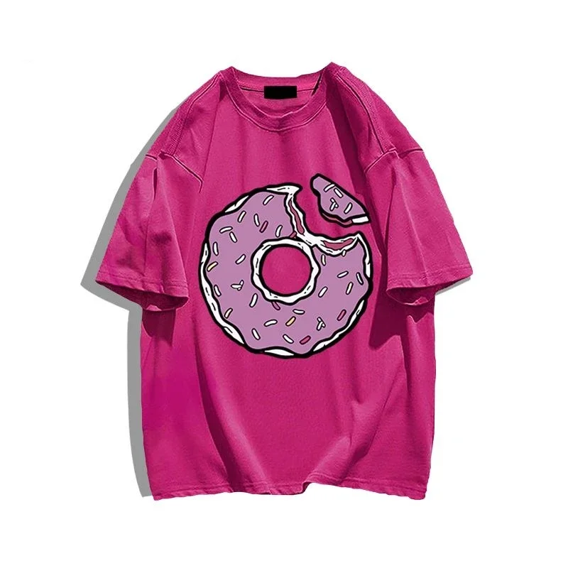 New Fashion Casual Fall Fashion Street American Style Donut Cotton Short-sleeved T-shirt Ins Loose Design Summer Versatile Tops