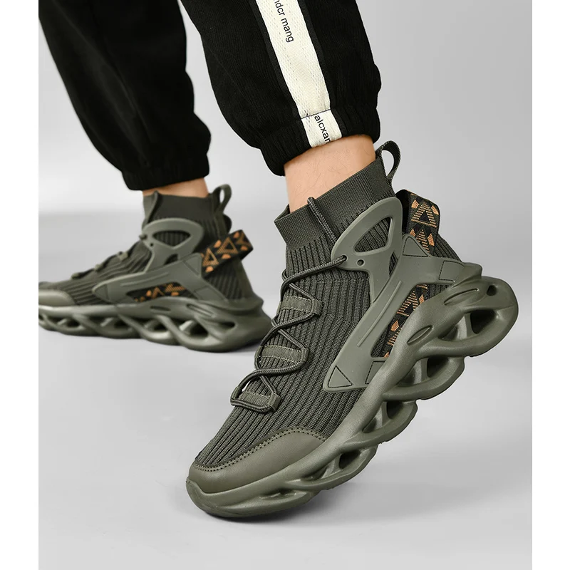 

Новые мужские походные туфли с высоким берцем, дышащие кроссовки на толстой подошве, модная амортизирующая модная спортивная обувь, легкие носки, шо