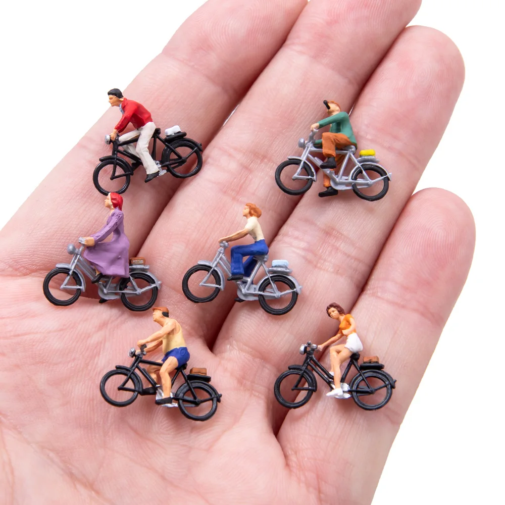 

6pcs/set Ho Miniature Cyclist 1:87 Model ABS Plastic Figures Diy Model Making Toys Micro Landscape for Diorama/gift