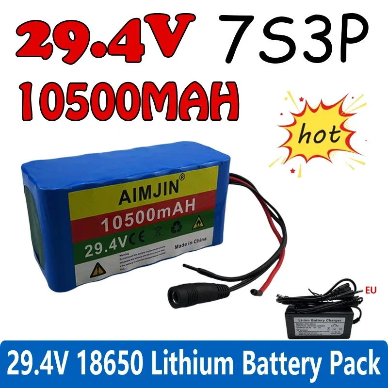 

New 18650 7S3P Lithium-ion Battery Pack 29.4V 10500mAh Rechargeable Battery Built in BMS Suitable for Electric Bicycle Battery