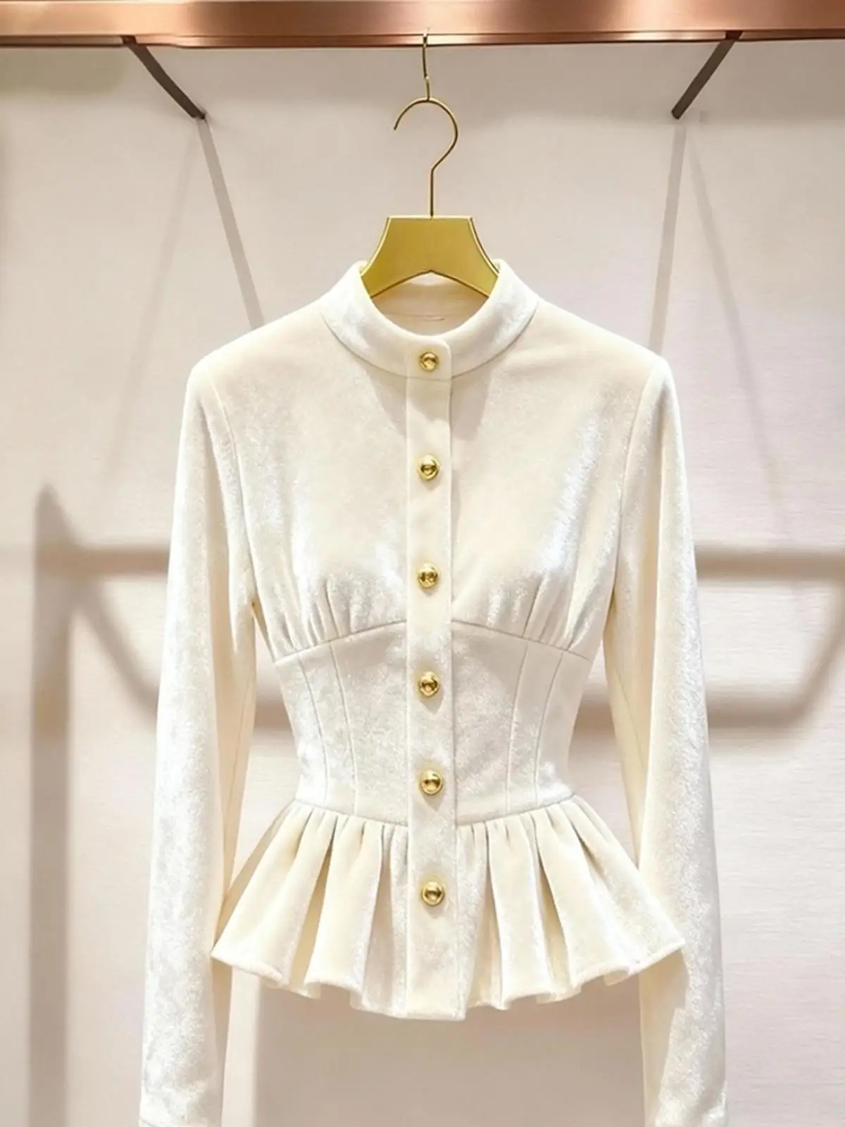 

Shirt Temperament Camisas Designer Luxury Trend Shirts & Blouses Blusas Mujer De Moda French Style White Velvet