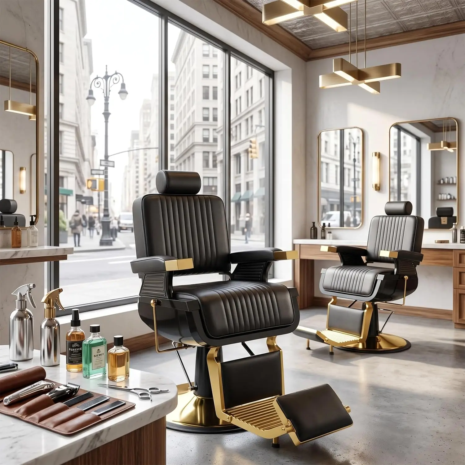 Vintage Barber Chair Heavy Duty, Recline Hair Salon Chair for Barbershop, Customized