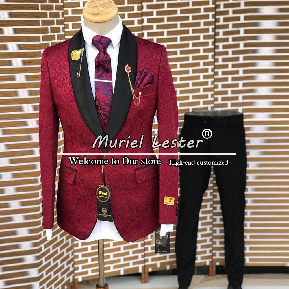 

Autumn/Winter Suits Men Slim Fit Groom Wedding Tuxedo One Button Single Breasted Blazer+Pants 2 Pieces Business Party Dress 2022