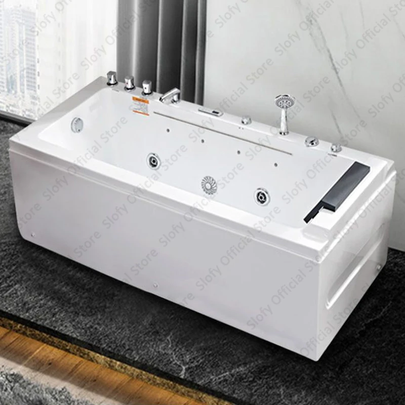 Modern Acrylic Bathtub High Load-bearing Capacity Left/Right Skirt Dual-side Skirt, Multifunctional Bathroom Furniture 1.7-Meter