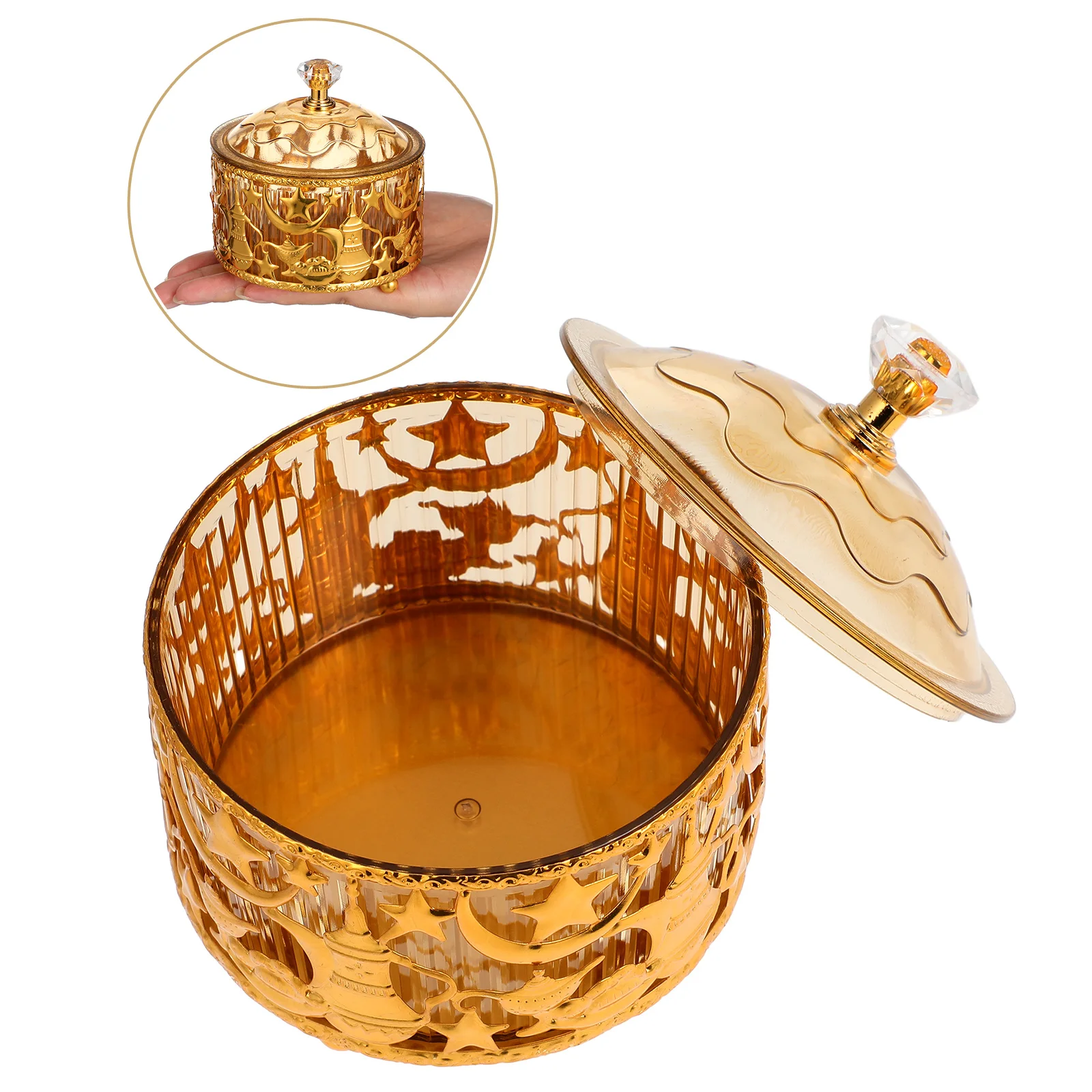 

Round Middle Eastern Arabic Snack Candy Tray Eid Mubarak Table Decor Metal Reusable Treat Tray for Nuts Sweets Festive Food