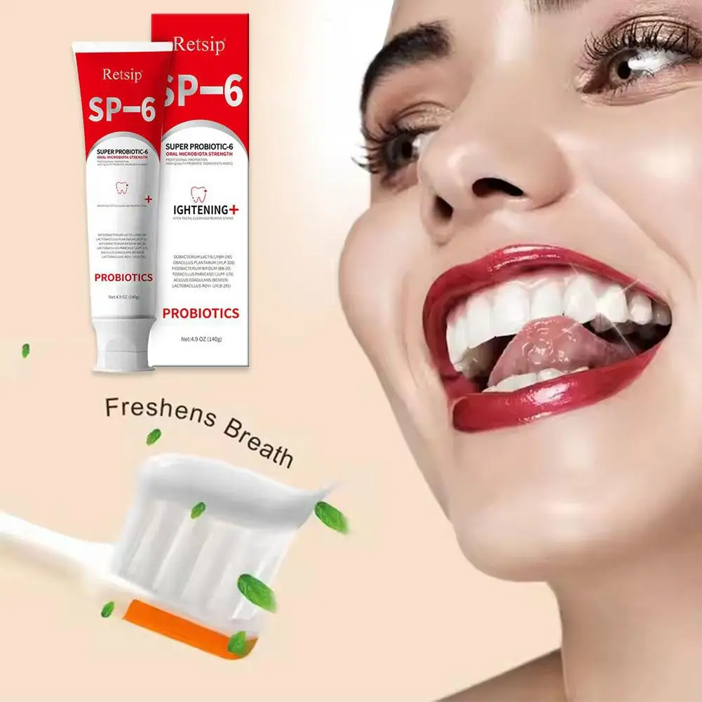 Dentifrice probiotique SP-6 pour blanchir les dents, haleine fraîche, élimine la plaque SAF, nourrit, améliore l'hygiène buccale M8F5, 140g