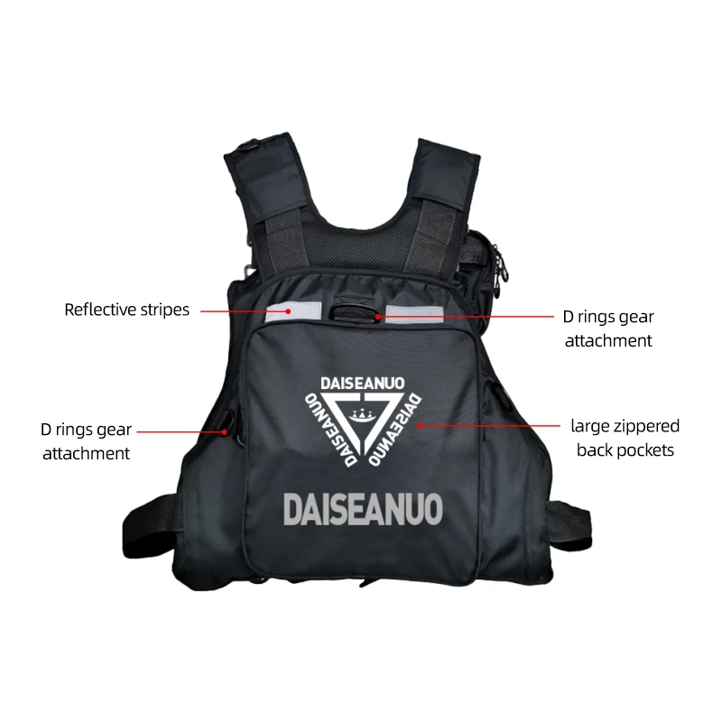 Daiseanuo Men Professional Multi-functional Life Fishing Vest Outdoor Sports Fishing Tackle Fly Swimming Adjustable Buoyant Vest