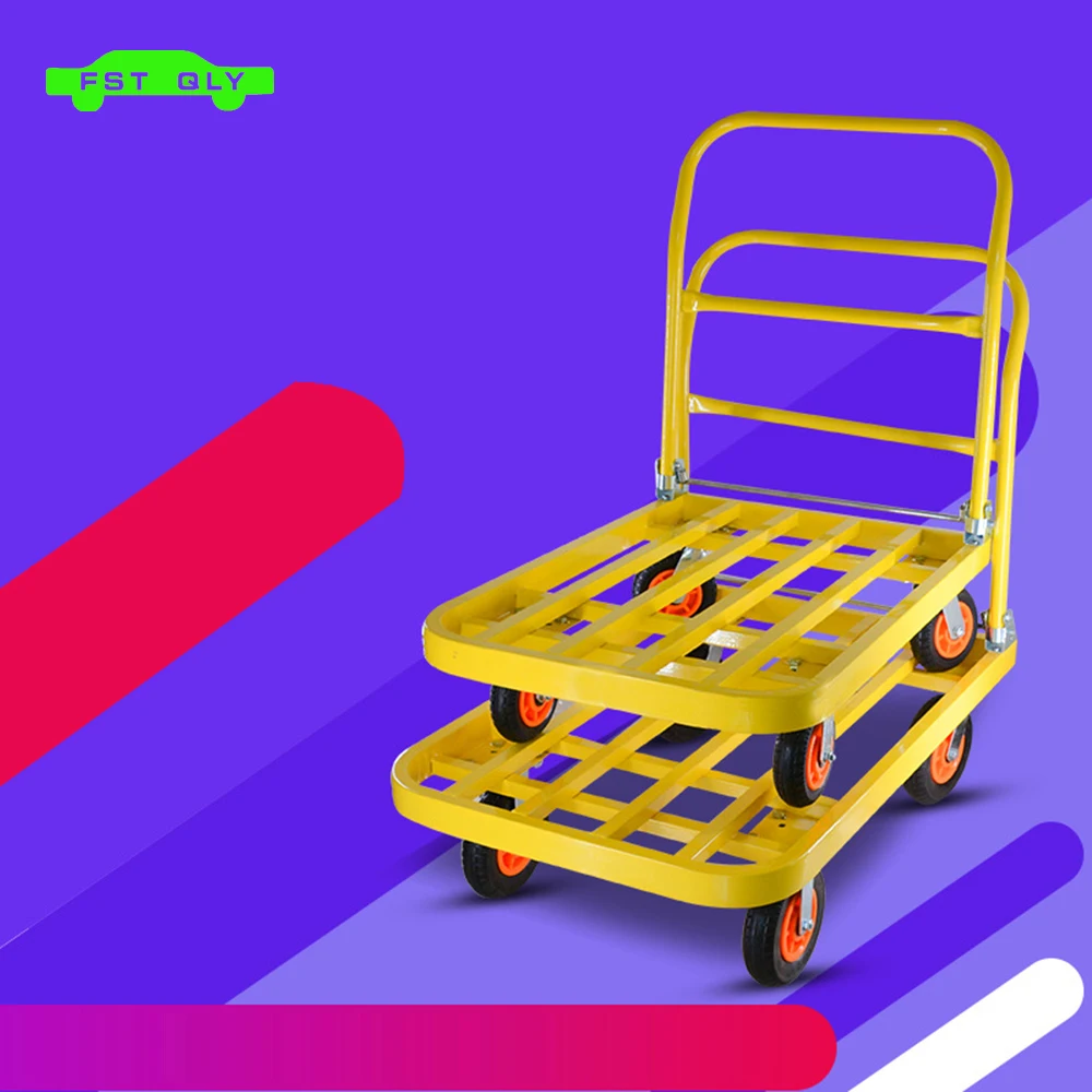 660 lbs. Capacity Steel Push Hand Truck Heavy-Duty Dolly Folding Foldable Moving Warehouse Platform Cart in Yellow