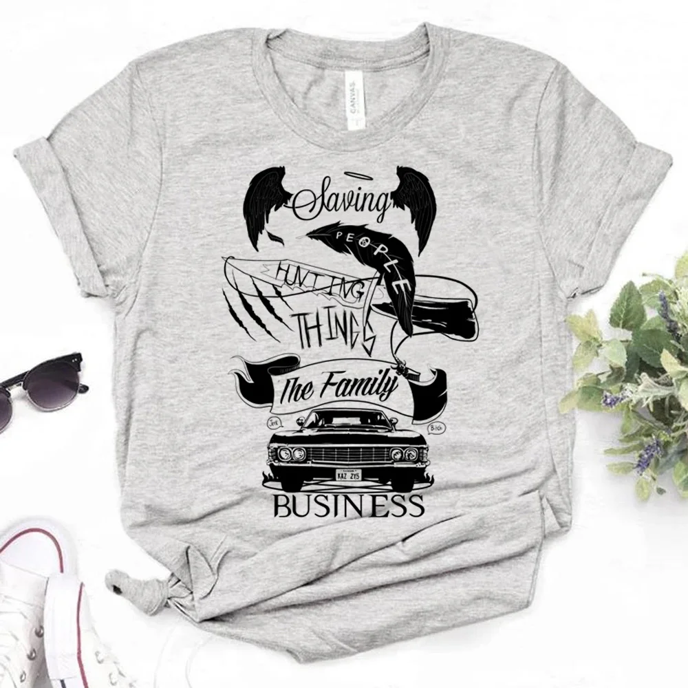 Supernatural Tee women manga designer t-shirts female 2000s anime y2k clothes