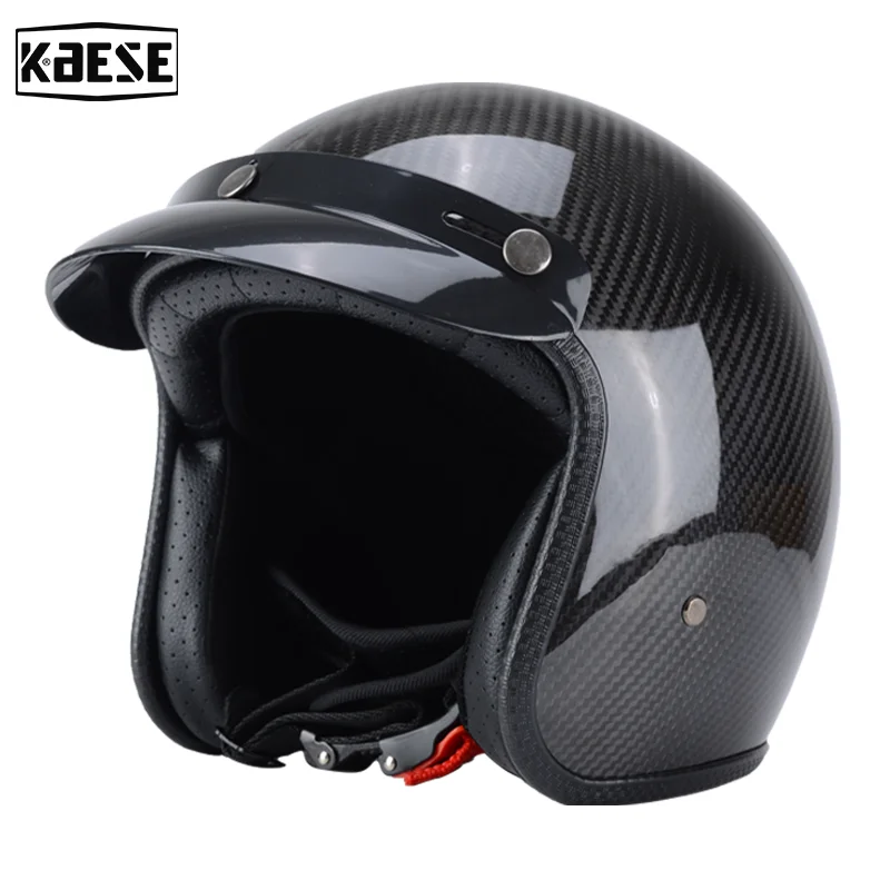 

KAESE carbon fiber retro helmet, men women cruise motorcycle, ultra-light motorcycle, three-quarter helmet, Four Seasons