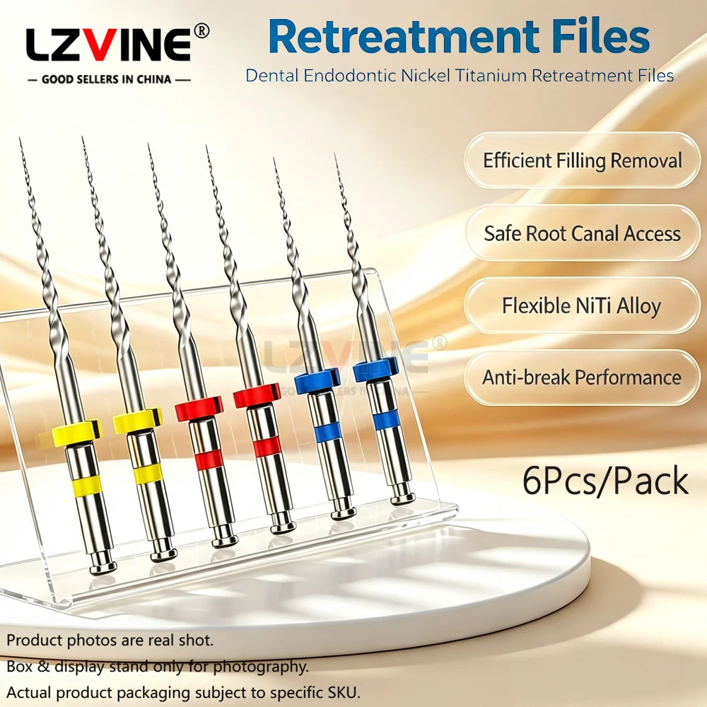 6Pcs/Box D1-D3  Dental Endo Files NITI Rotary Engine Use for Root Canal Retreatment Endodontic Dentist Equipment Tool Box