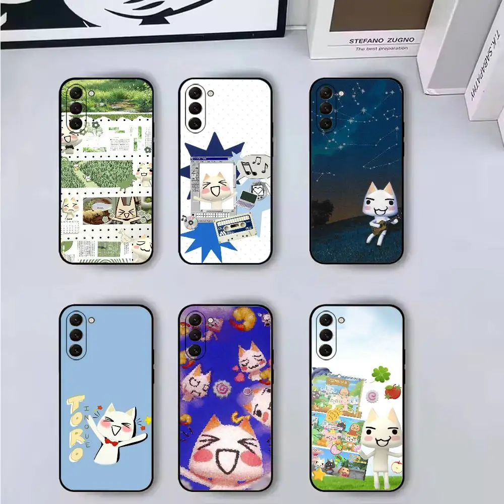 INS Cute T-Toro Inoue Cat Phone Case For Samsung Galaxy A73,A72,A71,A70,A53,A52,A51,Soft Silicone Black Cover