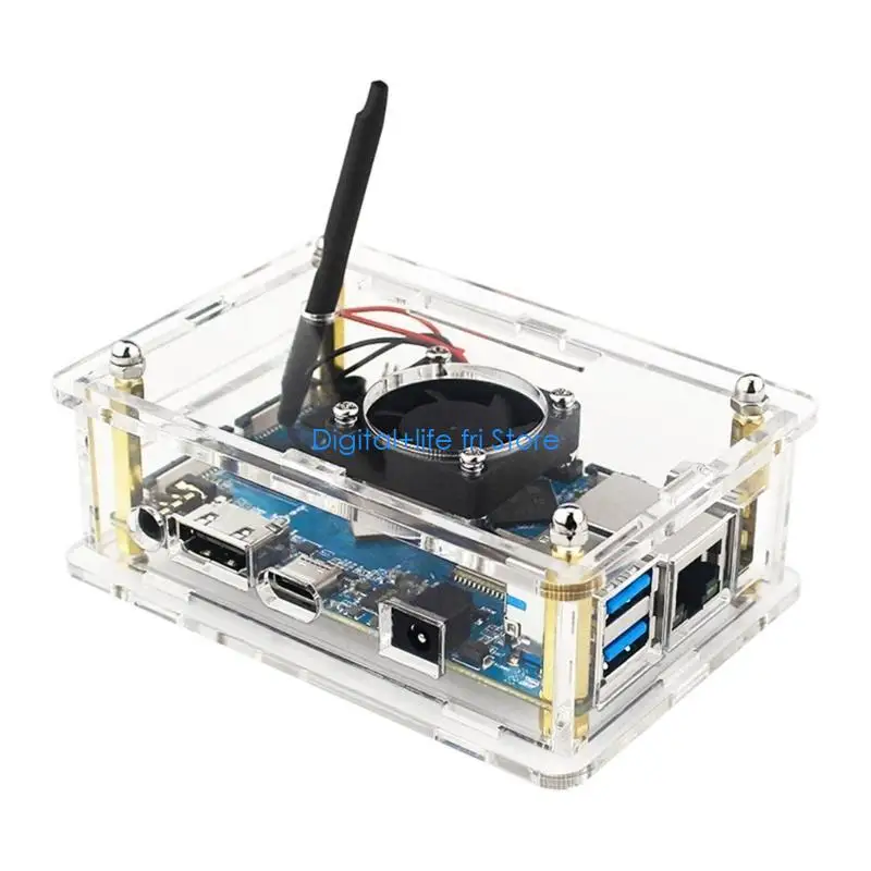 E06D Acrylic Case for Orange 4 LTS Transparent Protective for Case With Cooling Fan Heat Dissipation Protector