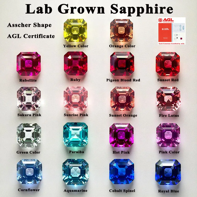 

ABCM-Lab Grown Sapphire Padparadscha AsscherCutFire Lotus Loose Gemstone Pass Diamond Tester For Jewelry Mak With Certificate