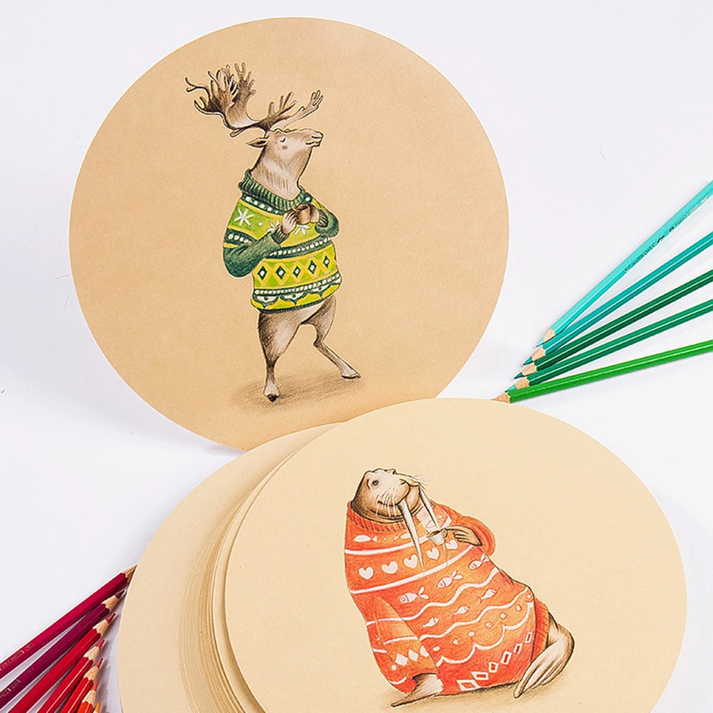 ورق رسم دائري سميك 25 ورقة قطر 36 سنتيمتر للرسم مشاريع الحرف اليدوية تتحمل تمزيق ورق الرسم #3