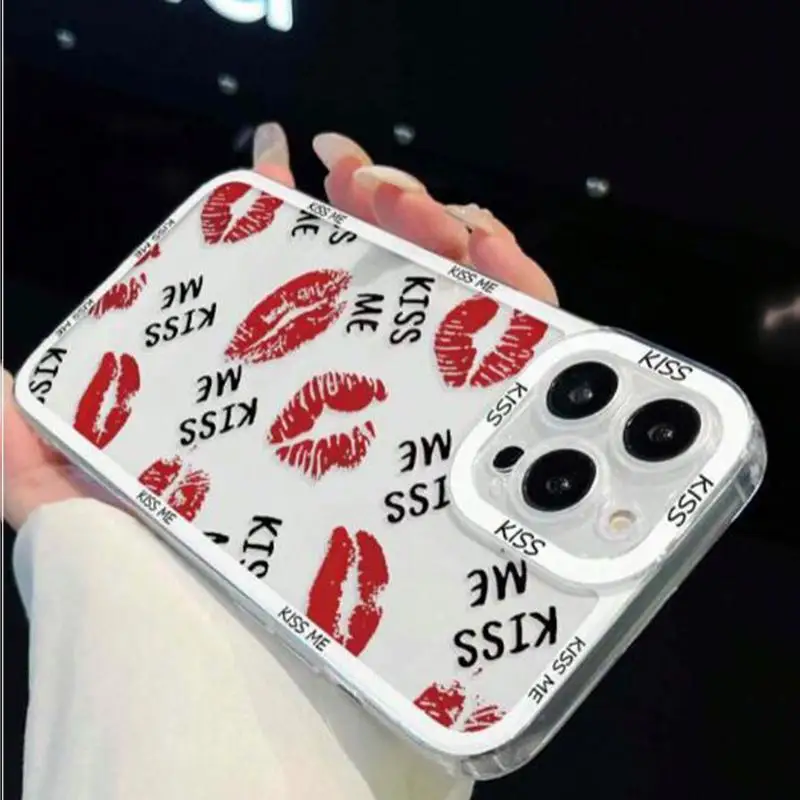 Case for OPPO Realme C67 C53 C51 C55 C33 C12 C25 C25S 5 6 5i 6i 9i 5S 3 8 9 10 12 Pro Plus V13 Soft TPU Sexy Girl Red Lips Cover