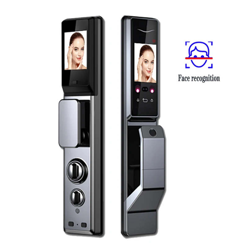 

Automatic Smart Dual screen face recognition door lock Support Password Fingerprint Palm Print Card Key For Wooden Metal Door