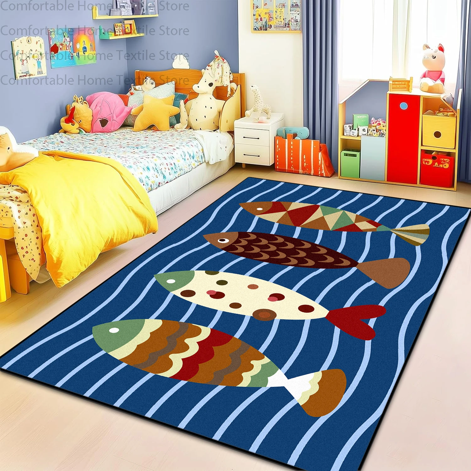 

Modern Fresh Cartoon Style Living Room Carpet Cute Animal Non-slip Rug for Kids Washable Soft Fluffy Decoration Home Bedroom Mat