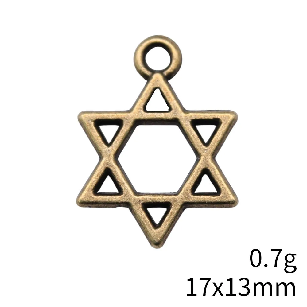 10pcs 17x13mm 2 Colors Antique Silver Color Antique Bronze Color Hexagram Star Of David Charms Jewelry Making Accessories