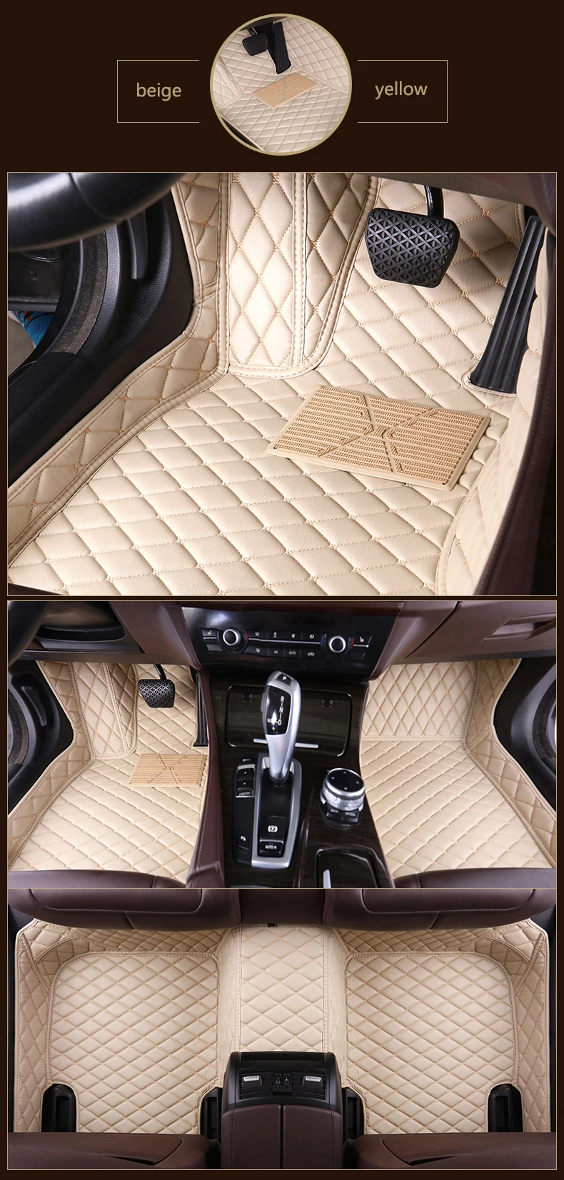 Perfectly Fitted Full Surround Leather Car Floor Mats 4 Pieces Waterproof Detachable Cushion for Land Rover Defender