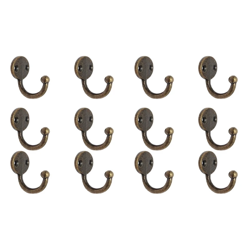 Lot 12Pcs Retro Coat Hat Hook Door Wall Hanger Alloy 35 X 30Mm -Bronze