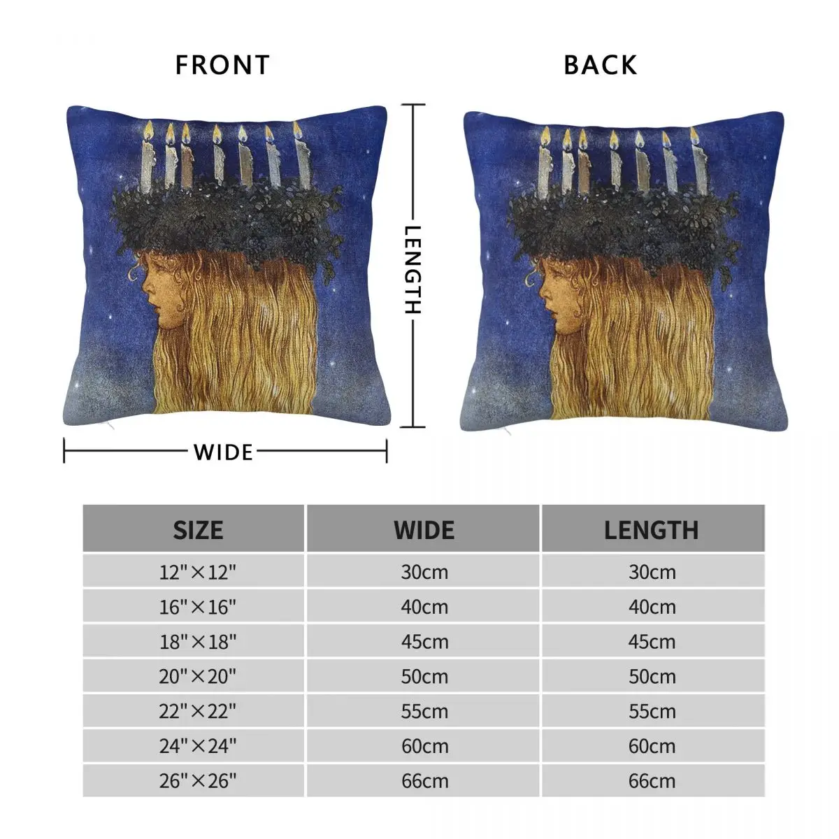 St. Lucia John Bauer Advent Square Pillowcase Polyester Linen Velvet Pattern Zip Decor Pillow Case Sofa Cushion Case 18