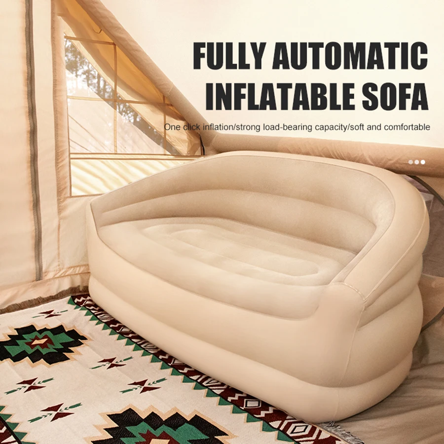 Two-seater Inflatable Recliner With A Rotation Air Pump For Outdoor Resting BBQ