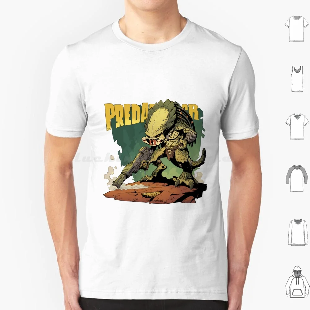 The Cartoon T Shirt Cotton Men Women DIY Print Sci Fi Movie Arnold Schwarzenegger Vs Space Avp The Schwarzenegger 80s Creature