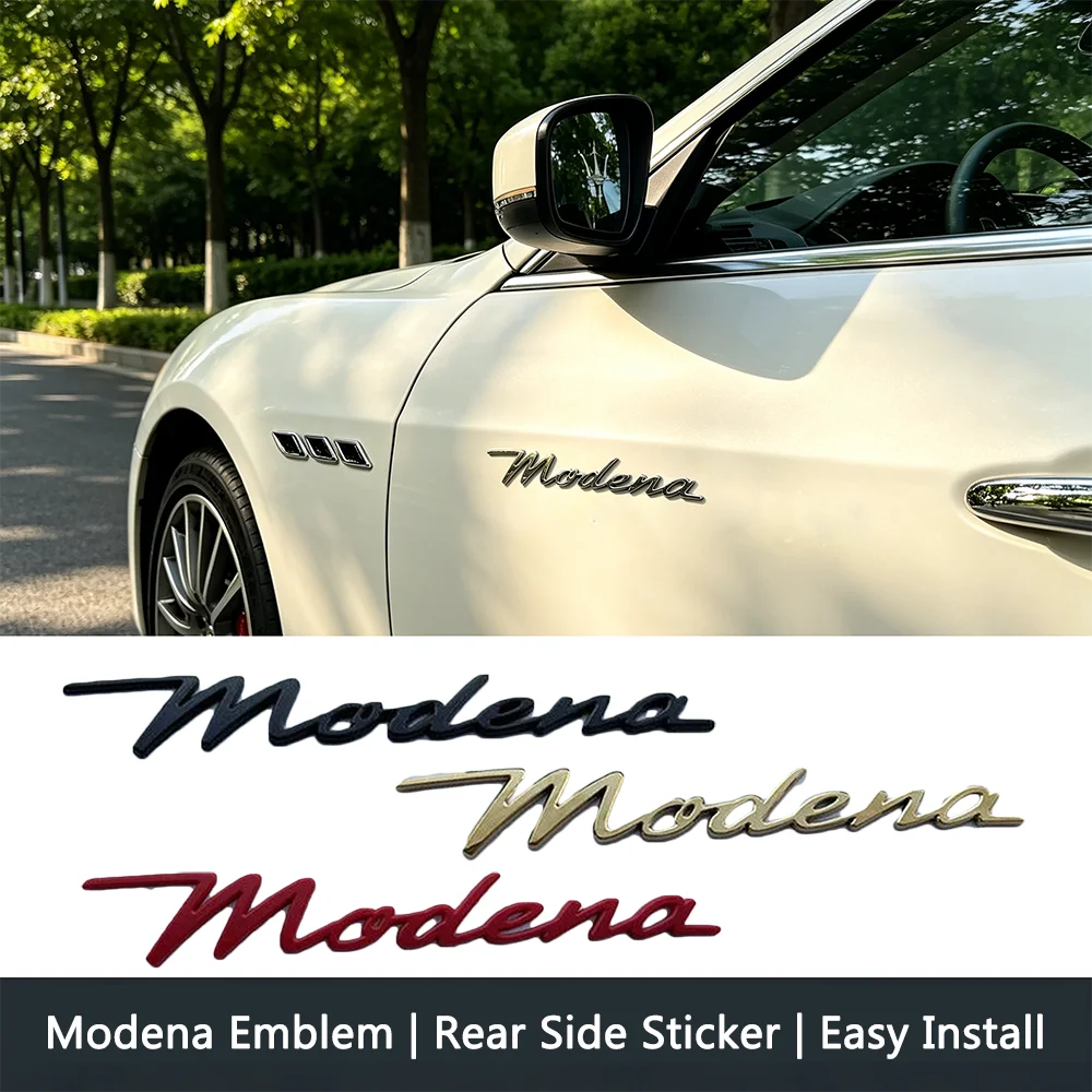 Emblema 3D con Letras Modena para Coche, Adhesivo para la Parte Trasera Lateral, para Grecale Modena ‌   Accesorios para Auto Levante Modena GranTurismo Modena