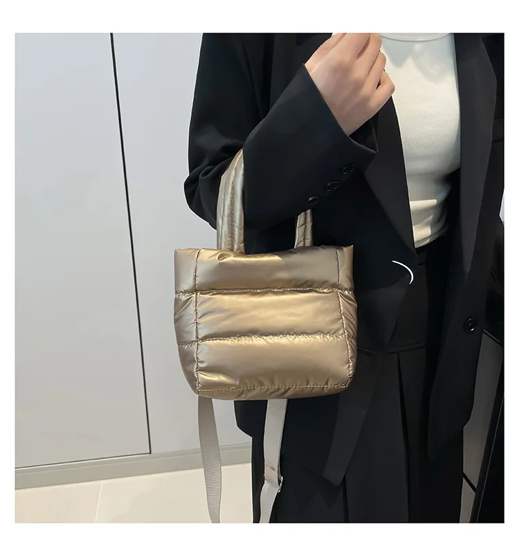 Frauen Taschen Frau Puffy Leichte Handtasche Große Kapazität Gesteppte Schulter Tasche Verstellbaren Riemen Puffer Tote Handtasche Einkaufstasche – Detail 15