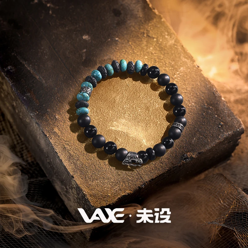 

Knight Natural Stone Bracelet 8MM Black Agate Volcanic Stone Pine Green High Quality Gem Beams Bracelets Man Jewelry Bangle Gift