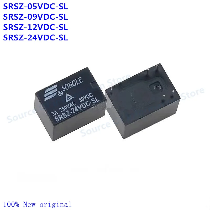 20-unidades-de-rele-de-sinal-srsz-05-09-12-24vdc-sl-5-pinos-3a-100-novo