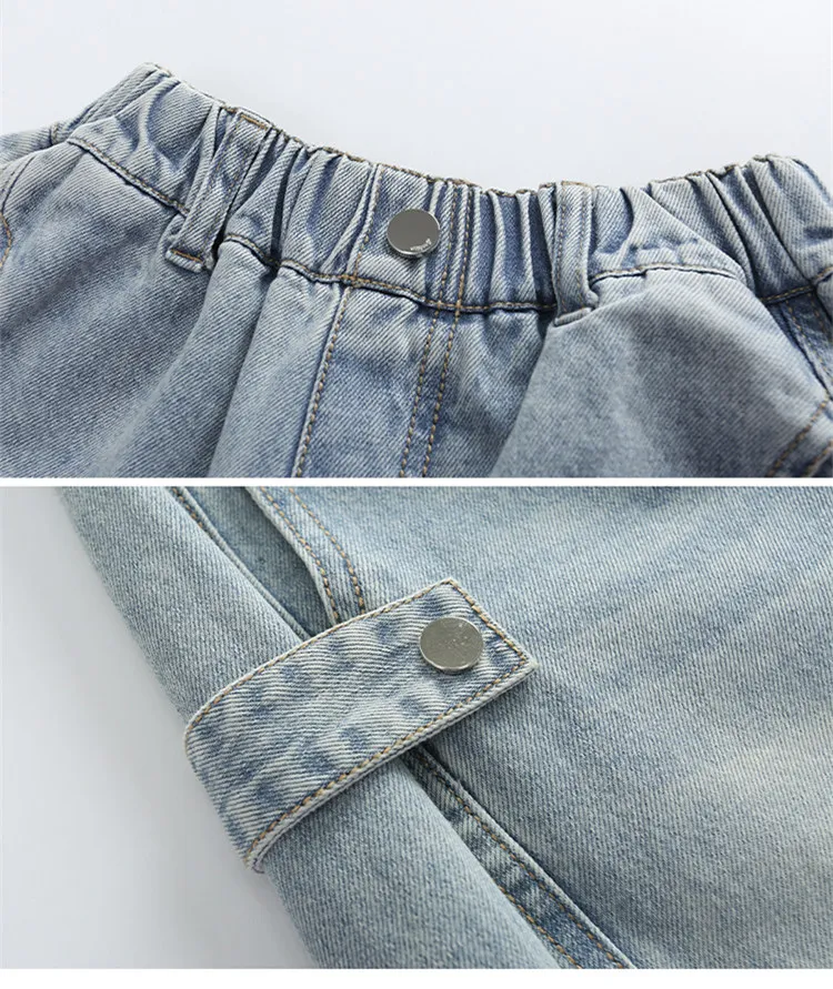 Lose geschnittene Baggy-Jeans im Harem-Stil für junge Mädchen, Kinder-Street-Denim-Hosen für Alter 5 6 7 8 9 10 11 12 13 14 Jahre – Detail 7