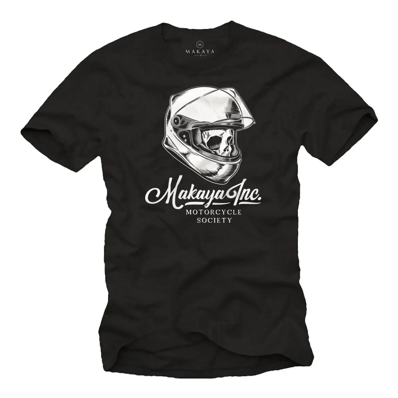 MAKAYA Inc Motorcycle Society Motorrad Helm Herren Camiseta vintage Lavada ropa de diseñador Casual hombre Cómoda y versátil