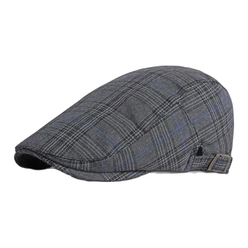 Cotton Spring Summer Fashion Joker Plaid Newsboy Caps Flat Peaked Cap Men and Women Painter Beret Hats 77